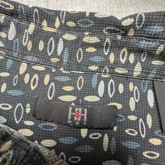 H&H Men Black %100 Silk SurfBoard Patterned Button Up Shirt - Picture 4 of 9